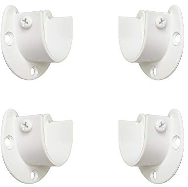 FYTRONDY White Edition Stainless Steel Closet Rod Bracket, U-Shaped Open Type Socket, Wardrobe Support, Shower Curtain Rod End Supports (1 INCH, 4 Pack)