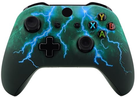 eXtremeRate Gehäuse für Xbox One X/S Controller, DIY-Ersatz Front Hülle Case Zubehör Faceplate für Xbox One S/X Controller Modell 1708-Grüner Sturm Donner