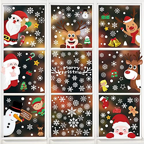 Bigqin 248 Piezas Pegatinas Navidad Ventanas, 9 Hojas Pegatinas de Navideñas Decorativas, Accesorio de Decoración de Adornos Navidad Decoración 2025 2026 Decoracion para Hogar Casa