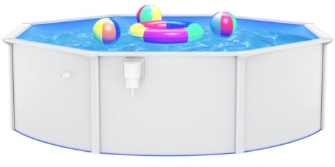 vidaXL Pool med stålväggar 460x120 cm vit, trädgårdspool, simbassäng, poolram, trädgårdspooler, simbassänger, poolramar