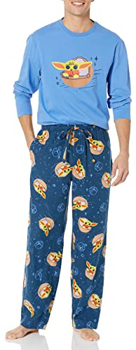Amazon Essentials Disney | Marvel | Star Wars Set da Notte Pigiama in Flanella Uomo, Star Wars Grogu - Mens, L