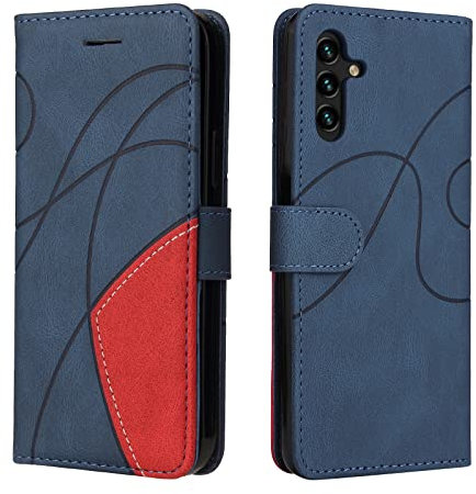 Samsung Galaxy A14 Case Geometric, Shockproof Wallet Case PU Leather with Card Slots Folding Stand Magnetic Scratchproof Protect Flip Cover for Samsung Galaxy A14 5G/4G Phone Cases, Blue