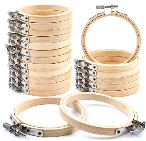 20 Stück Bambus Stickrahmen, Kreuzstich Rahmen, 8cm Kreis Kreuzstich Hoop Stickerei Ring für DIY, Kreuzstich, Kunsthandwerk, Handnähen, Dekoration und Nähen(8 cm, 20 Stück)