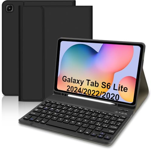 Custodia con Tastiera per Tablet Samsung Galaxy Tab S6 Lite 2024/2022/2020 10,4 Pollici, Italiano QWERTY Rimovibile Bluetooth Tastiera, Custodia con Supporto Pen per S6 Lite Tablet 10,4 (Nero)