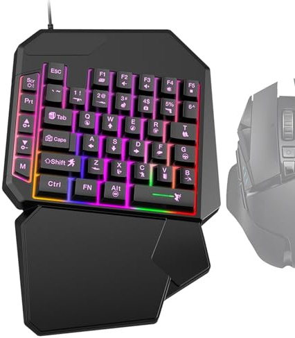Teclado de 1 mano, teclado programable de 1 mano para teléfono móvil, teclado de juego profesional, controlador de juego ergonómico Plug and Play para jugadores de PC, teclado mecánico de 1 mano,
