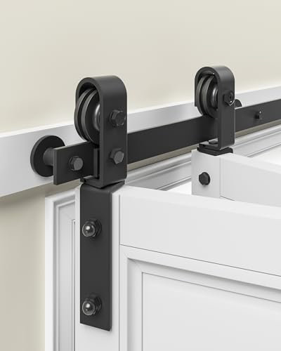 Signstek Kit complet de ferrures de porte coulissante à double volet, 1 m, pour système de ferrure directionnel unilatéral, système de porte coulissante pliante pour bois double porte 45,72 cm