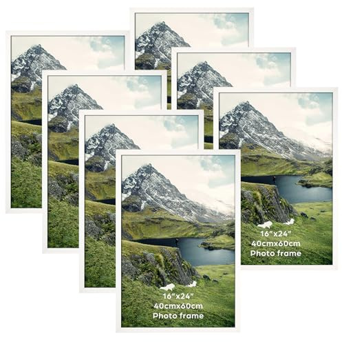 Giftgarden 7er-Set Weiß Bilderrahmen 40x60 cm - Klassisches Aluminiumrahmen 60x40 - Nur für Wandmontage, für Wohnzimmer, Flur oder Büro