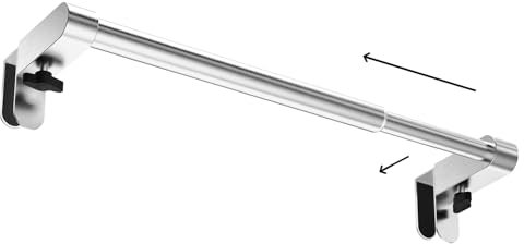 VEHHE Over Door Towel Rail, Kitchen Towels Holder Extendable(22-39cm), Stainless Steel Towel Rail with Adjustable Hooks(0-2.8cm), Hand Towels Holders for Kitchen Cupboard Bathroom Cabinet(Silver)