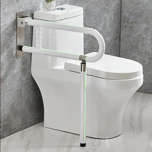 ITSOGOO Poignée d'appui murale pliable 60x70cm cm,Barre de Sécurité,Supporte Jusqu'à 300kg,Barre D'appui de Salle de Bain en Acier Inoxydable pour Handicapé,Âgé,Enceint Blanc