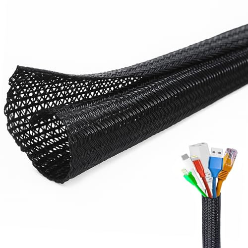 Guaina per Cavi Autoavvolgente in Nylon – 3 Metri, Diametro 13mm Estensibile fino a 19mm – Tagliabile, Resistente al Calore e all’Abrasione, Colore Nero