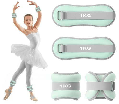 2 st viktmanschetter, fötter för ben och armar, ankelvikt, handledsvikter för pilates, yoga, promenader, jogging, aerobics (blå, 1 kg)