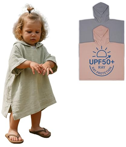 Hooded Towels for Kids - Patented Rayguard Technology UPF 50+ Protection | Poncho is Essential for Enjoying a Sunny Day in Comfort and with a Plus Care for Your Lovelies (Green, 3-5 Years)