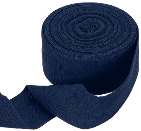 QUARKZMAN Nastro in Cotone A Spina di Pesce 2 Pollici 11 Iarde Nastro A Tessuto A Diamante Nastro A Bordo Obliquo per Fai da Te Cucito Confezione Regalo Blu Scuro