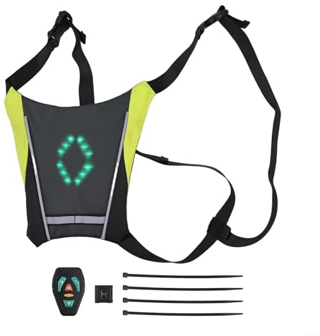 Oniissy Gilet con indicatori di direzione a LED per ciclismo, con luce ricaricabile USB, telecomando wireless, zaino di sicurezza riflettente per attività all'aperto, compatibile con (grigio)