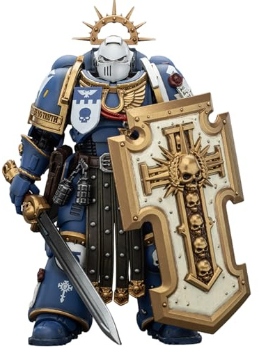 JOYTOY Warhammer 40k Ultramarines Torvald avec épée de puissance, bouclier d'orage et pistolet à fléchettes 1/18 Figurine d'action