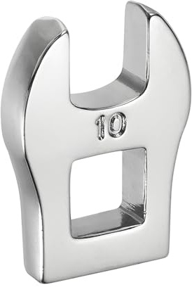 sourcing map Drive Crowfoot Wrench 3/8 Inch 10mm Metric Flare Nut Wrench CR-V Steel Electroplating Open End Crowfoot Spanner for Automotive Repair Mechanics, Bright Silver