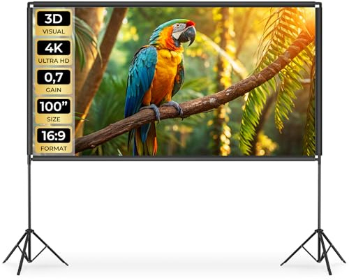 tectake® Pantalla Proyector 101 Pulgadas 16:9 Portátil, Pantalla para Proyector HD, Tela para Proyector Resistente, Plegable, Bolsa de Transporte - 310 x 220 cm