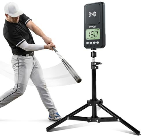 Fitplay Sports Pistolet radar de baseball rotatif avec trépied, écran LCD | Pistolet radar de vitesse pour mesurer le tangage/swing, capteurs de vitesse portables ou mains libres équipement