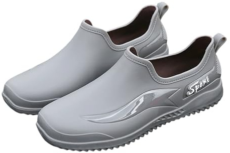 Generisch Botas de goma de neopreno para hombre, botas de senderismo para hombre, impermeables, cómodas, botas de goma anchas, zapatos de jardín, transpirables, suela gruesa, botas de lluvia, gris, 44