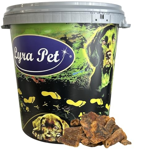 Lyra Pet® 1 kg cœur de bœuf séché + Seau de 30 L | Snack Naturel pauvre en Graisse | Riche en protéines pour Chiots & Seniors | très digeste | séchage Doux pour Une vitalité maximale