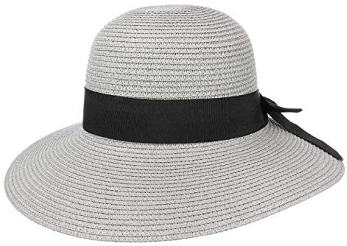 Lipodo Timenta Classic Diskett Hatt Damer - sommarhatt stråhatt solhatt med grosgrain band Sommar Vår-sommar - One Size grå