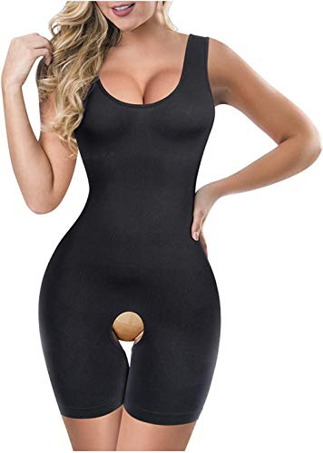 Chumian Women Waist Trainer Body Shaper Tummy Control Full Body Shaper for Scoop Neck Tank Tops Bodysuits Corset (Black, 3XL-4XL)