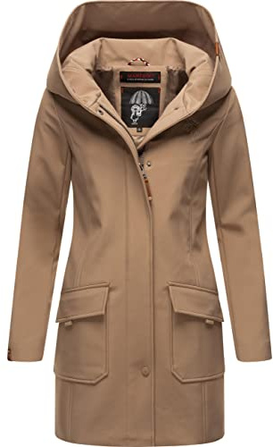 Marikoo Mayleen - Giacca lunga da donna in Softshell, cappotto, parka, impermeabile, per uso all’esterno, con cappuccio, taglie XS-3XL, talpa, M