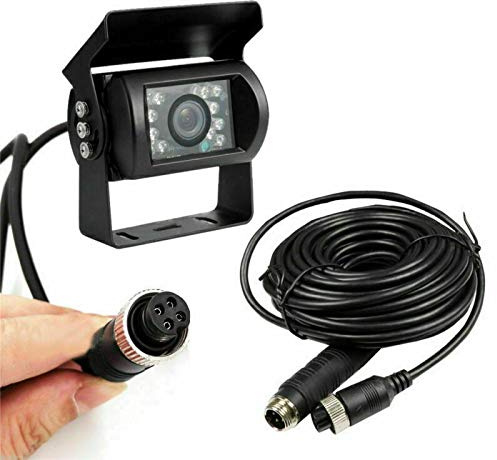 Baceyong Lastbil, backkamera med 10 m kabel, 18 IR-LED, vattentät, 170 grader, 4-stifts, HD, CCD, backkamera för tunga fordon