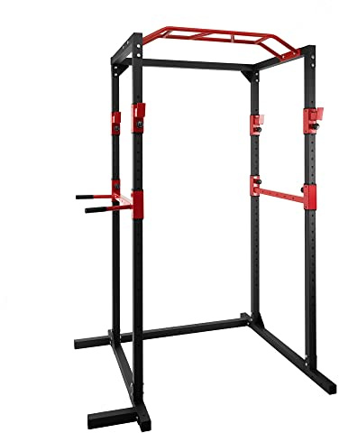 Ultrasport Power Rack Basic, Fitness Rack Made Of Steel, Multi-Gym With 4 J-hooks For Barbell Training, Pull-up Bar, Dip Holders, Full Body Training For Beginners To Professionals