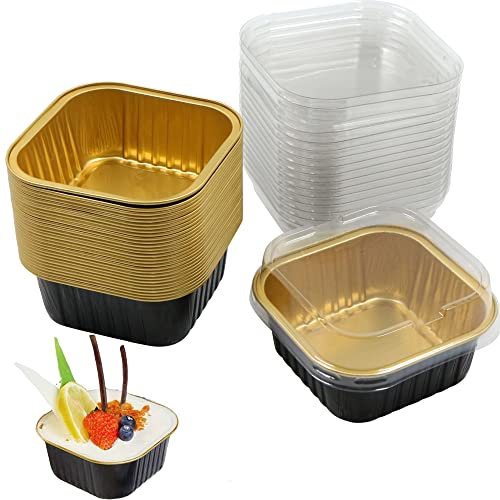 Tazza Foglio Alluminio Soufflé Forno - Cupcake Pudding Mould Stampi Muffin Carta Cupcakes Ciotola Pasta Pirottini Per Pastichieria Muffin Getta Tazze Feste Matrimoni Compleanno, 30 Pezzi