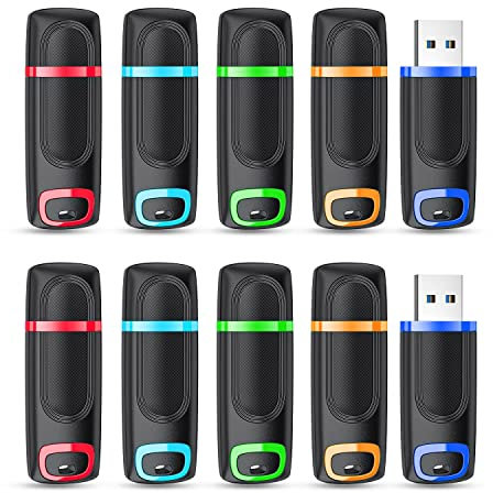 Vansuny 64GB USB Stick 10 Pack USB Memory Sticks Bulk USB 2.0 Flash Drive Cap Design Thumb Drives(5 Mixed Colors, 64GB)