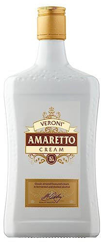 Veroni Amaretto Cream, Almond Liqueur, Classic Cocktail Ingredient for Espresso Martini & Affogato, Artisan Italian 15% Alcohol Drink, Nut-Free & Gluten Free Liquor for Home Bar, 50cl
