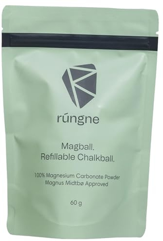 RUNGNE Magball - Palla di gesso ricaricabile per arrampicata su roccia, boulder e sollevamento pesi, presa superiore, prestazioni senza disordine e distribuzione affidabile del gesso, 60 g
