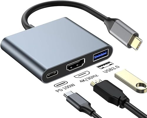 USB C to 4K HDMI Multiport Adapter, USB C Hub with 4K HDMI USB 3.0 100W PD Charging for Mac, Type-C Digital AV Multiport Adapter Converter for MacBook Pro/air, iPad Pro & USB Type C Device
