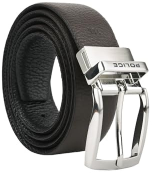 Police Cintura Reversibile Uomo in Vera Pelle, Made in Italy, alta 3,5cm, Senza Cuciture, Regolabile e Accorciabile, Con Scatola