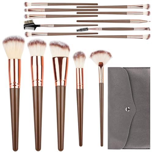 Set de Brochas de Maquillaje, Brochas de Maquillaje para Sombras de Ojos, Iluminadores, Juego de 15 Piezas
