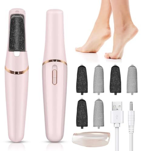 Eliminador de callos eléctrico, juego de pedicura recargable, cuidado de los pies, lima de pies electrónica, juego de eliminador de callos eléctrico con limas intercambiables para muertos, duros y
