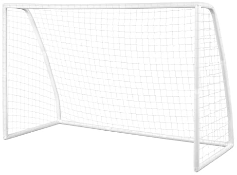 LALAHO But de Football Extérieur, Cage de Foot Portable et Durable pour Enfants, 182×120×80 CM, Poteau de But PVC, Filet de Football en PE Résistant À La Corrosion, Blanc
