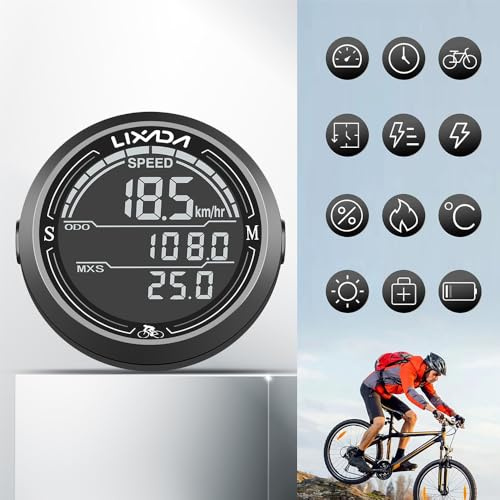 LjwZekyrnt Tachimetro per bici cablato Contachilometri ciclo per computer da bici a forma rotonda impermeabile con schermo retroilluminato (Schermo nero)