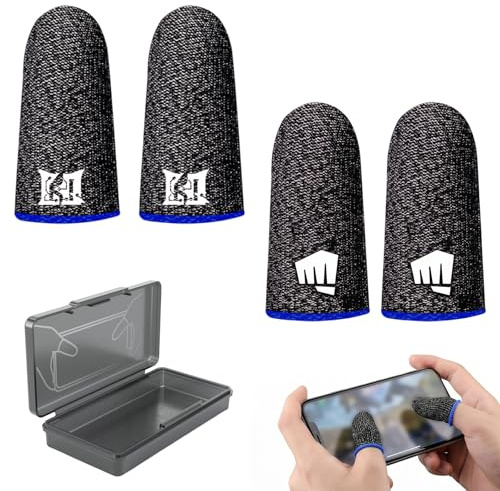 LYQNIHOB 2 paire doigtiers de jeu et 1 boîte, Gaming Finger Sleeves, Gants sensibles, étui de jeu mobile, gants pour écran tactile résistants à la transpiration, adaptés aux pour les jeux sur tactile