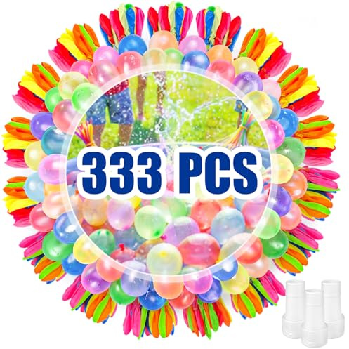 Lot de 333 bombes à eau à fermeture automatique - Remplissage rapide - Pour enfants - Pour jeux d'eau, piscine, plage, fête d'été