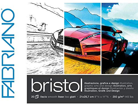 Fabriano Blocco Bristol 21x29,7 Cm 250 Gr 20 Fogli Liscio