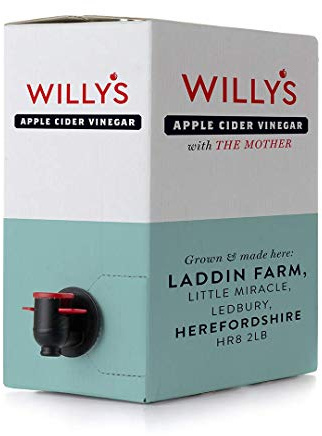 WILLY'S Apple Cider Vinegar with Live Mother - Probiotics For Detox & Gut Health - 5L Refill Bag In Box - Sustainable ACV