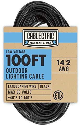 Cablectric 14/2 alambre de paisaje de baja tensión, negro - cable de baja tensión al aire libre de 100 pies para la iluminación del paisaje