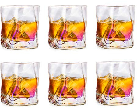 Osymmetriska whiskyglas, presentset för män, dricksglas för födelsedag, fars dag, pensionering, farfar, till rom, gin, bourbon, 6-pack