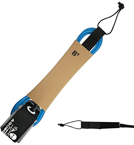 AQUBONA Surfboard Leash, 6/7/8/9/10/11/12ft SUP Leg Rope, 7mm Adjustable Thigh Ankle Cuff Leash, Straight Surf Leashes with Key Pocket