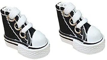 Lamptti Mini-Finger-Schuhe, Coole kleine Schuhe, Skateboard-Schuhe für Finger Breakdance, Fingerboard, Puppenschuhe, Sneaker-Schlüsselanhänger für Vögel herstellen, Schwarz, 2 Stück