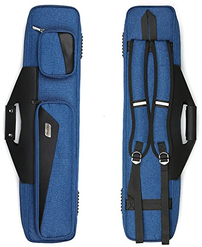 MangoRun Custodia per stecca da biliardo 4x4 con cinghia per zaino, borsa da trasporto per 4 stecca da biliardo (Blu)