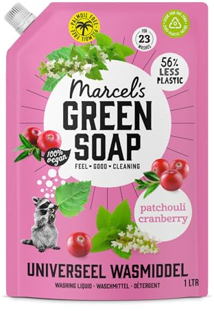 Marcel's Green Soap - Universal Washing Liquid Refill Patchouli & Cranberry 1L - Laundry Detergent Refill - 100% Vegan - 23 Washes