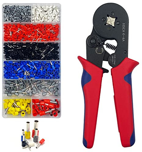 Newaner crimpzange aderendhülsenzange mit 1200 stück aderendhülsen set, 8 Arten 0.5-10mm² premium isolierte kabelendhülsen sortiment, selbsteinstellend quetsch/grimp/krimpzange für Elektriker